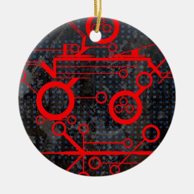 Ornamento De Cerâmica Circuito Vermelho (Frente)