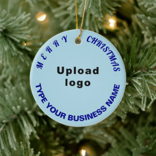 Ornamento De Cerâmica Círculo Azul Claro Natal Comercial
