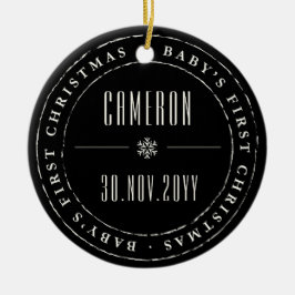 Ornamento De Cerâmica Círculo Clássico de Selo Espetado Primeiro Natal d