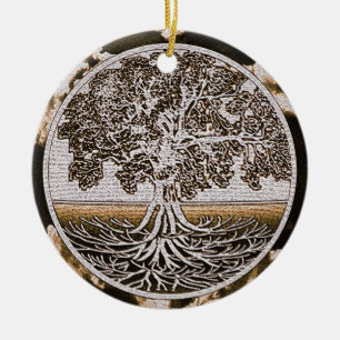 Ornamento De Cerâmica Círculo da Vida em Castanho