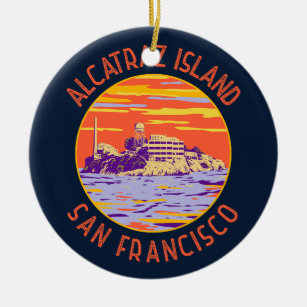Ornamento De Cerâmica Circulo de Distressão da Ilha Alcatraz San Francis