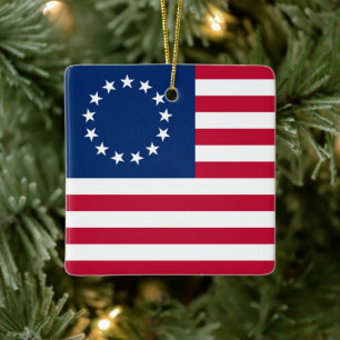Ornamento De Cerâmica Círculo de Estrelas da Bandeira dos EUA, Bandeira