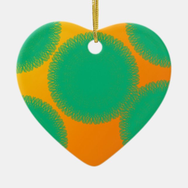 Ornamento De Cerâmica círculo verde em laranja amarelado (Frente)
