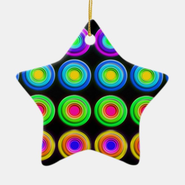 Ornamento De Cerâmica Círculos 3D Coloridos Funk (Frente)