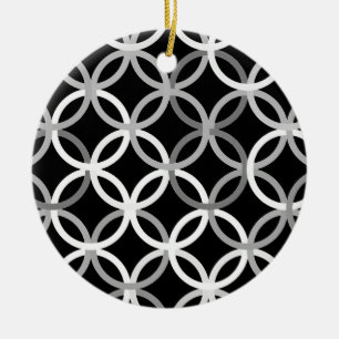 Ornamento De Cerâmica Círculos modernos do século médio, preto, branc
