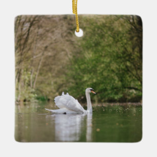 Ornamento De Cerâmica Cisne branca