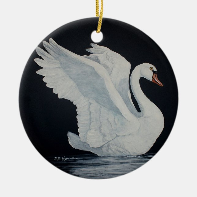 Ornamento De Cerâmica Cisne branca (Frente)