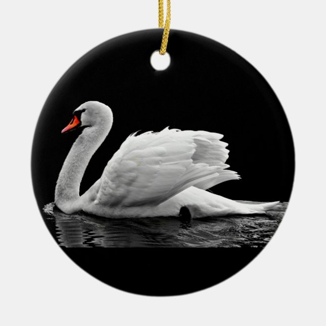 Ornamento De Cerâmica Cisne Branco no lago (Frente)