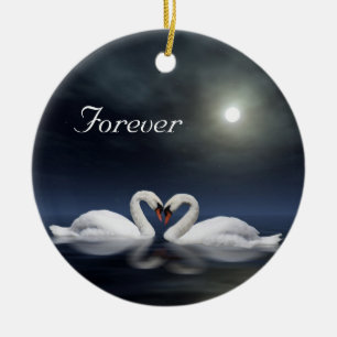 Ornamento De Cerâmica Cisnes adoráveis