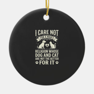 Ornamento De Cerâmica Citação da Religião de Cachorro e Gato