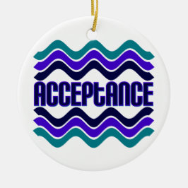 Ornamento De Cerâmica Citação de Aceitação no Gráfico Verde Roxo Azul