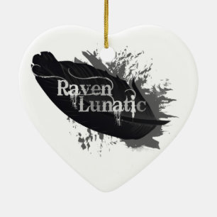 Ornamento De Cerâmica Citação de Diversão Lunática de Raven Bird