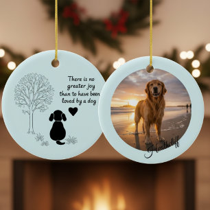 Ornamento De Cerâmica Citação de Foto de Lembrança de Cachorro Azul de R