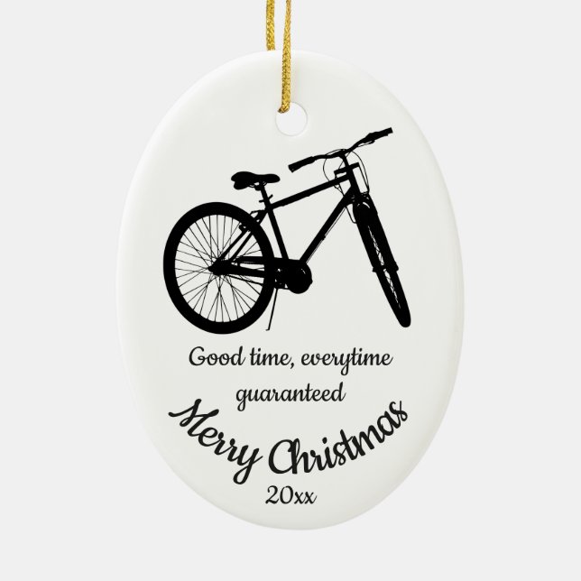 Ornamento De Cerâmica Citação de Tempo de Bicicleta de Natal Datado Pers (Verso)