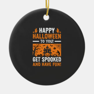 Ornamento De Cerâmica Citação Feliz Halloween Casa Assombrada Assustador