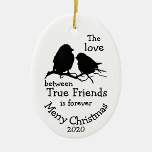 Ornamento De Cerâmica Citação Personalizada De Amor De Natal Entre Ami