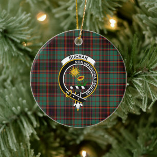 Ornamento De Cerâmica Clã Buchan Antigo Tartan e Crest