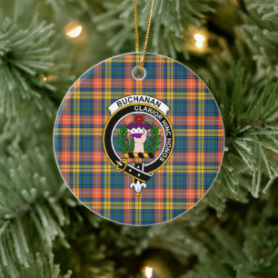 Ornamento De Cerâmica Clã Buchanan Antigo Tartan e Crest
