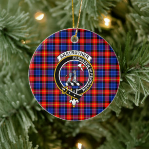 Ornamento De Cerâmica Clã escocês Anstruther Tartan e Crest
