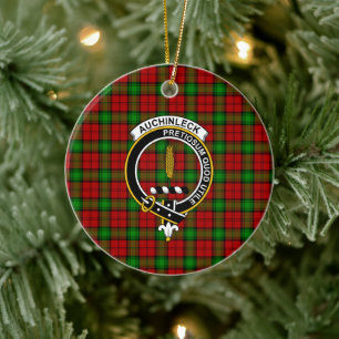 Ornamento De Cerâmica Clã escocês Auchinleck Tartan e Crest