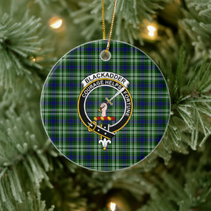 Ornamento De Cerâmica Clã escocês Blackadder Tartan e Crest