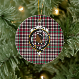 Ornamento De Cerâmica Clã escocês Borthwick Antigo Tartan e Crest
