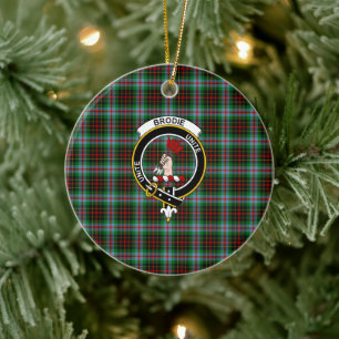 Ornamento De Cerâmica Clã escocês Brodie Tartan e Crest