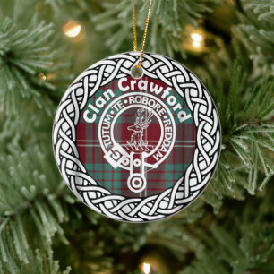 Ornamento De Cerâmica Clã escocês Crawford Tartan e Crest