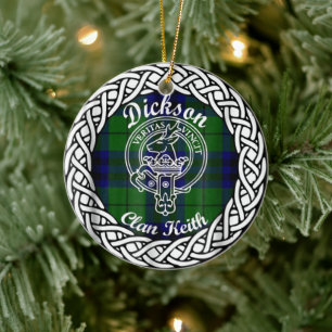 Ornamento De Cerâmica Clã escocês Dickson Tartan e Crest