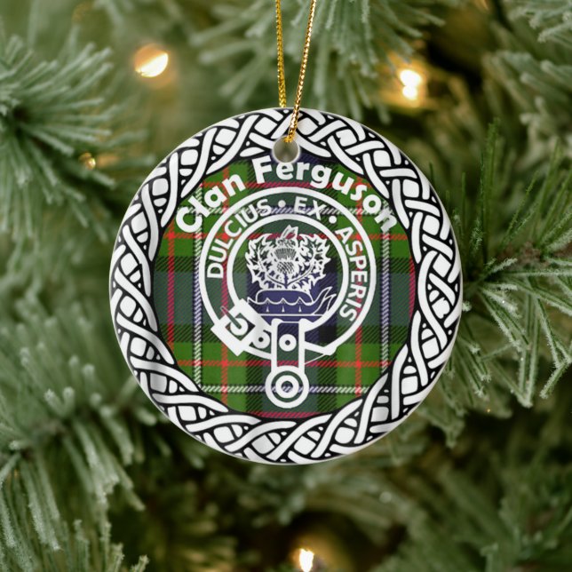 Ornamento De Cerâmica Clã escocês Ferguson Tartan e Crest (Árvore)