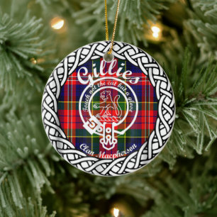 Ornamento De Cerâmica Clã escocês Gillies Tartan e Crest