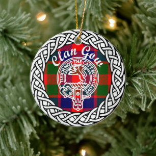 Ornamento De Cerâmica Clã escocês Gow Tartan e Crest