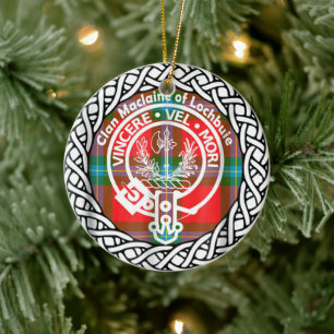 Ornamento De Cerâmica Clã escocês Maclaine De Lochbuie Tartan E Cres