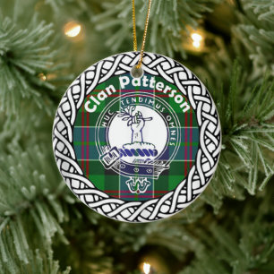 Ornamento De Cerâmica Clã escocês Patterson Tartan e Crest