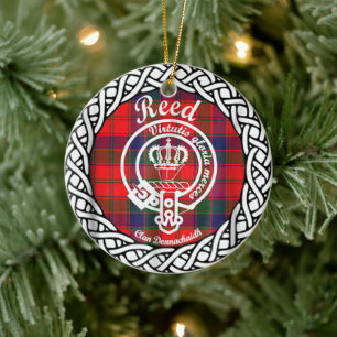Ornamento De Cerâmica Clã Escocês Reed Tartan e Crest