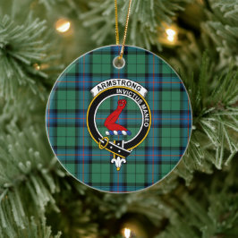 Ornamento De Cerâmica Clan Armstrong Antigo Tartan e Crest, Escocês