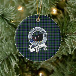 Ornamento De Cerâmica Clan Baillie caçando Crachá Xadrez Tartan