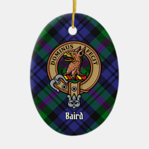 Ornamento De Cerâmica Clan Baird Crest sobre Tartan