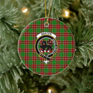 Ornamento De Cerâmica Clan Baxter Modern Tartan e Crest escoceses