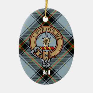 Ornamento De Cerâmica Clan Bell Crest sobre Tartan