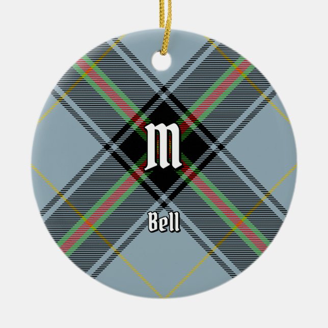 Ornamento De Cerâmica Clan Bell Tartan (Frente)