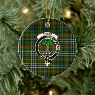 Ornamento De Cerâmica Clan Bisset escocês Pattern Tartan e Crest
