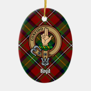 Ornamento De Cerâmica Clan Boyd Crest sobre Tartan