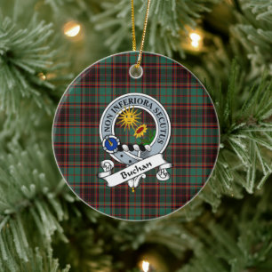 Ornamento De Cerâmica Clan Buchan Antigo Crachá Tartan Xadrez