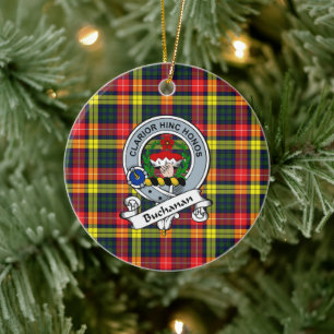 Ornamento De Cerâmica Clan Buchanan Modern Crachá Tartan Xadrez