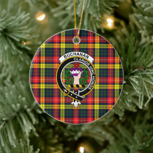 Ornamento De Cerâmica Clan Buchanan Modern Tartan e Crest escoceses