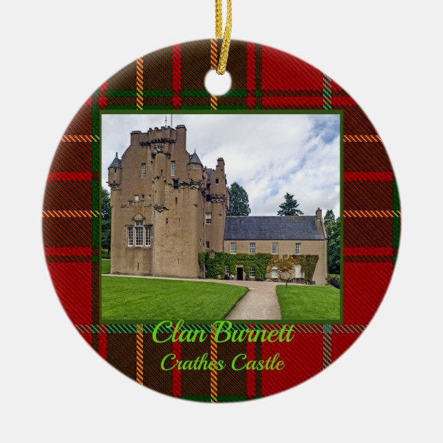 Ornamento De Cerâmica Clan Burnett Crathes Castle & Tartan Xmas Foto (Frente)