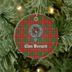 Ornamento De Cerâmica Clan Burnett Crest Crachá & Tartan