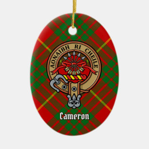Ornamento De Cerâmica Clan Cameron Crest sobre Tartan