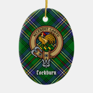 Ornamento De Cerâmica Clan Cockburn Crest sobre Tartan